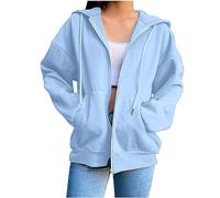 TOFOTL Veste Sweat Femme avec Capuche Grosse avec Fitness Manches Pull Hiver Fourrure Ado Doux Pull Long Chaud Stitch Élégant pour Coeur Fin Maigrir Gilets Veste Hiver Femme Chaude Bleu S
