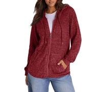 TOFOTL Veste Sweat Femme Col Rond Long 2025 Plaide Sweat Large Pull'de Fete a Maigrir Cashmere Elegant Thermique Zippe Pull Ado Fille Brillant Plaid avec Manches Femme Vin L