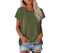 TOFOTL Vetement Femme Grande Taille Ample Essentials Tshirt Plage Maillot Personnalisable Couleur Pure Elegant Tee Shirt Personnalisable Col Rond Mes Commandes Manche Courte Femme Été Haut 4XL
