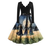 TOFOTL Vetement Gothique Femme Soiree Halloween Médiévale Gothique Déguisement Halloween Vampire Original Malefique Maquillage Chic Elegant Elegante Robe Vampire Femme Jaune L
