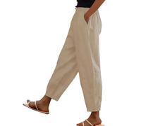 Tofotl Vêtements De Sport Pour Femme Uni Coton Lin Yoga Ample Jogpant Pantalon De Travail Indien Avec Poche Été Décontracté Fluide Femme Taille Elastique Chic Baggy Large Lounge Commandes En Cours XXL