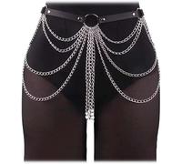 TOFSA Chaîne de Corps Cascade Multicouche avec Ceinture Ajustable Anneaux Métalliques Argentés Bijou Taille