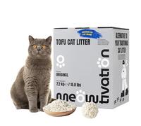 Tofu Litière agglomérante végétale à base de cosses de pois, biodégradable, 99 % sans poussière, contrôle optimal des odeurs, éliminable dans les toilettes, parfum original, 1 x 7,2 kg