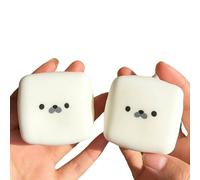 Tofu Seal Squishy White Cube Slow Rise Stress Toy, Soft Moldable Dough Fidget Block Silky Squeeze Ball Cute Desk Decor & Party Favors (2pcs)