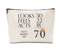 Tofwaol Trousse de maquillage de voyage pour 60e 70e anniversaire pour femme, grand-mère, tante, sœur, épouse, elle, 70e, small