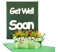TOG BEG Carte de vœux pop-up 3D avec motifs Get Well Soon et fleurs, un joli cadeau et un bon rétablissement pour la personne concernée de la famille, des amis ou des collègues avec enveloppe