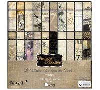 TOGA by DRAEGER PARIS - Assortiment de 10 feuilles vintages de papier imprimées recto/verso 30,5 x 30,5 x 0,1 cm - Grammage 180 g/m² - Sans Acide