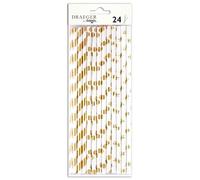Toga by DRAEGER Paris - Lot de Paille - 19,5 x 0,5 x 0,5 cm - Blanc/Bronze - Festivité, Anniversaire, Mariage, Cocktail