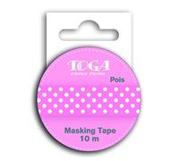 Toga MT31 Ruban de Masquage Pois Washi Tape Blanc/Rose 5,5 x 7 x 1,5 cm