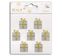 Toga Oh ! Glitter STO134 Pack de 7 Autocollants Motif Cadeaux pour Scrapbooking Papier pailleté Or/Argent 10 x 10 x 0.1 cm