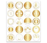 Toga Stickers Emballage, Blanc et Or, planche de 20 Stikers