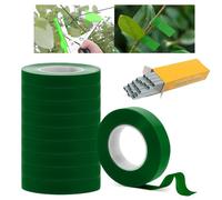 TOGETDREAM 10 Rouleaux de Ruban végétal, et 10000pcs Agrafes de Ruban Végétal, Machine à Attacher Les Plantes, Ruban Adhésif pour Machine à Nouer Branches, Outil de Jardinage, Attache Plante