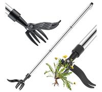 TOGETDREAM Désherbeur À Main Outils, Outil Manuel de désherbage Outil de désherbage à Long Manche avec 4 Griffes Extracteur de Mauvaises Herbes Désherbage en Acier Inoxydable Outil pour Pelouse Jardin