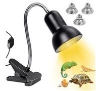 TOGETDREAM Lampe Chauffante Tortue avec 3 Ampoules UVA UVB 25W 50W Lampe Chauffante Reptiles Lampe Terrarium avec Pince Pivotante à 360 ° adapté pour Tortue, Serpent, Lézard, Cacatoès, Caméléon