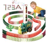 TOGETDREAM Train électrique Jouets de Domino avec 100 Pièces Jouets de Train de Domino Automatique Un Jouet D'illumination pour Les Enfants avec des Dominos Intelligents (Vert)