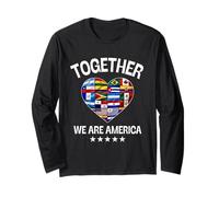 Together We are America Heart Flags Manche Longue