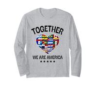 Together We are America Heart Flags Manche Longue