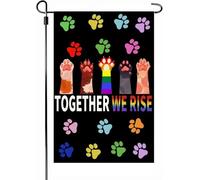 Together We Rise Drapeau de jardin double face en forme de patte de chat LGBTQ LGBT Equal Rights Welcome Yard