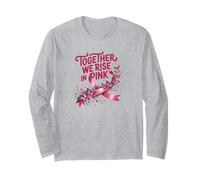 Together We Rise in Pink Shirt - Sensibilisation au Cancer du Sein Manche Longue