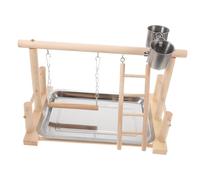 TOGEVAL 1 Jeu Perroquet Oiseau Aire De Jeux pour Perruches Dehors Volière Jouer Cage en Plein Air Appel Rat Balançoire Tapis De Jeu Mangeoire Activité Nid Plateforme Jouets Trousse Bois