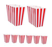 TOGEVAL 10 pièces Boîtes à Popcorn Papier Imprimé Rayé Rouge Lot de Contenants pour Fêtes Anniversaires et Soirées Cinéma Boîtes de Rangement Popcorn et Friandises pour Événements