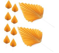 TOGEVAL 10 Pièces Décoration Gâteau de Palmier Dorées Éventail Papier Grand Format Cake Leaf Topper Tropical pour Anniversaire et Dessert