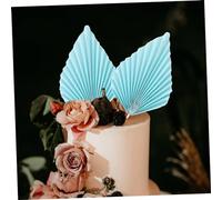 TOGEVAL 10 Pièces Décorations Cake Picks Papier Palmier Bleu pour Gâteaux Anniversaire et Mariage Style Élégant et