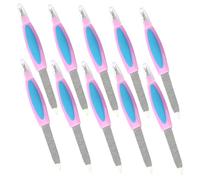 TOGEVAL 10 pièces Double Face Inox Limes à Ongles Outils Manucure Pédicure Double Extrémité Limes Doigt et Orteil pour Enlever Cuticules et Polissage des Ongles