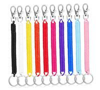 TOGEVAL 10 Pièces Lot de Porte Clés Spirale Élastique Extensible avec Anneau Métal et Cordon Ressort pour Clés Badges et Porte Badge Usage Polyvalent et Sécurisé