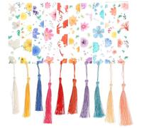 TOGEVAL 10 pièces Marque-pages Fleuris avec Pompons Décoratifs Accessoires de Papeterie Créatifs pour Bureau et École Signets Transparants Acrylique