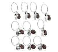 TOGEVAL 10 Pièces Porte-clés Café Grain et Tasse Décoration Thème Café pour Sac Sac à Dos Accessoire Clé Voiture Breloque Main Coffret Cadeau