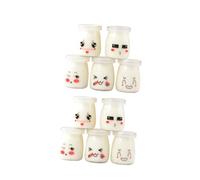 TOGEVAL 10 pièces Pots Verre pour Yaourt et Pudding Résistants Chaleur Motifs Visages Cartoon Aléatoires Contenants Multifonction pour Desserts et Lait
