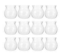 TOGEVAL 12 Pièces Vase Hydroponique Rond en Plastique Transparent pour Plantes Succulentes et Mousse, Facile à Nettoyer, pour Bureau ou Décoration de Bureau Moderne