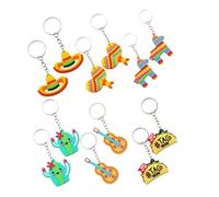 TOGEVAL 12pièces Porte-clés Pvc Mexicains Décorations De Keychains Forme De Cactus Chapeaux Et Guitares Pour Et Thématiques Mexicains