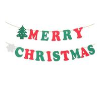 TOGEVAL 15pièces Bannière De Noël Et Fanions Pour Décoration De Fête Drapeaux Forme De Lettres Joyeux Noël Flocons De Rouge Vert Blanc