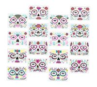 TOGEVAL 16 Feuilles visage fluorescent stickers Décor de visage d'Halloween autocollants de tatouage dhalloween décoration adhésifs de crâne stickers