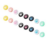TOGEVAL 16 pièces Joystick Thumb Grips Silicone Antidérapants avec Motif Patte de Chat pour Manette Switch Caps Boutons de Contrôle Améliorant la Précision et Protection Colorée