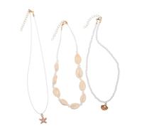 TOGEVAL 1ensemble Collier Perles Pour Femmes Style Boho Hawaïen Choker Court Fait Main Avec Coquillages Été Élégant