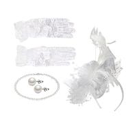 TOGEVAL 1ensemble Fascinator Vintage Avec Voilette Dentelle Ensemble De Collier Et Boucles Oreilles Accessoires Élégants Pour Tea Party Et Mariage