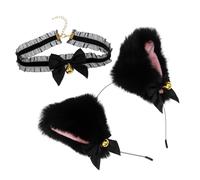 TOGEVAL 1ensemble Set Oreilles De Chat Avec Collier Et Cloche Pour Cosplay Accessoire Halloween Costume Mignon Et Festif Pour Filles