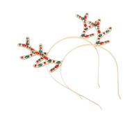 TOGEVAL 2 Pièces Bandeau Cerf Métallique avec -tête Confortable pour Fêtes de Noël Accessoire Mode Femme et Mariée
