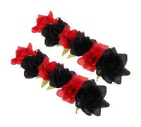 TOGEVAL 2 Pièces Bandeau Floral Élastique pour Mariage et Cosplay Serre-tête Rose Flexible Accessoire Cheveux pour Femmes Couronne Fleurie pour Fêtes Halloween et Noël