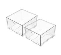 TOGEVAL 2 Pièces boîte de rangement cosmétique empiler organisateurs poubelle produit salle de bains tiroirs de rangement transparents bacs de rangement empilables avec tiroirs Acrylique