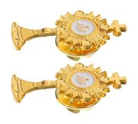 TOGEVAL 2 pièces Broche Croix Métallique Élégante pour Vêtements Accessoires Cérémonie Baptême et Communion Épingles Faciles à Fixer pour Tenue Raffinée