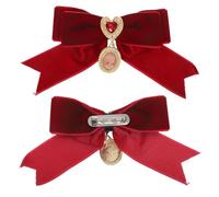 TOGEVAL 2 Pièces Broche Nœud Velours Femme Accessoire Vintage Français avec Cœur Épingle Ovale Noël Nœud Mariage Soirée Costume