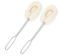 TOGEVAL 2 pièces Brosse Bouteille Longue Manche Inox avec Tête Douce Nettoyage Biberon Verre Tasse Outil Cuisine Pratique Blanc
