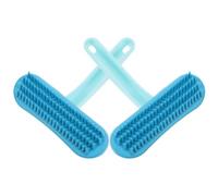 TOGEVAL 2 Pièces Brosse pour Lapins en Silicone Douce Tête Incurvée, Usage Humide et Sec, Grosse Taille Bleue pour Petits Animaux et Hamsters