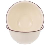 TOGEVAL 2 Pièces Lot De Bols Émail Rétro Sans Couvercle Cuvette Pratique Pour Soupe Et Conservation Alimentaire Vaisselle De Cuisine Polyvalente Blanc Crème