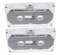 TOGEVAL 2 pièces Lot de Cassettes Audio Vierges avec Boîtiers Clairs Format Standard pour Enregistrement Voix Musique et Enseignement Style Vintage DIY