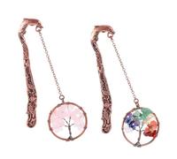TOGEVAL 2 pièces Lot de Marque Pages Métal Vintage avec Pendentif Cristal pour Étudiants Pierres Chakras Décoratives et Pratiques